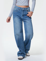 Vintage Blue Wide Leg Boyfriend Jeans