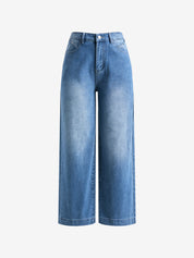 Vintage Blue Wide Leg Boyfriend Jeans