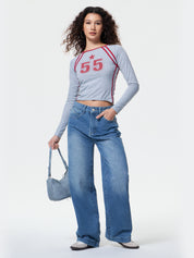 Vintage Blue Wide Leg Boyfriend Jeans