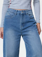 Vintage Blue Wide Leg Boyfriend Jeans