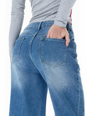 Vintage Blue Wide Leg Boyfriend Jeans