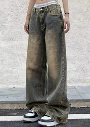 Vintage Blue Wide Leg Boyfriend Jeans