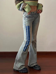 Washed Low Waist Stretchy Flare Jeans