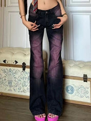 Ombre Purple Low Waist Flare Jeans