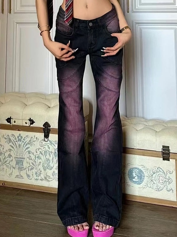 Ombre Purple Low Waist Flare Jeans