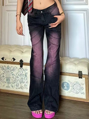Ombre Purple Low Waist Flare Jeans