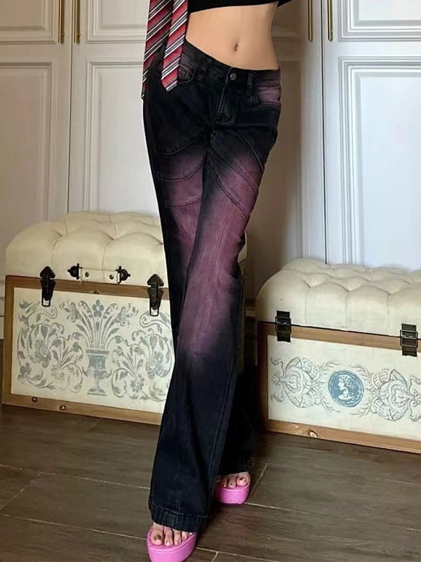 Ombre Purple Low Waist Flare Jeans