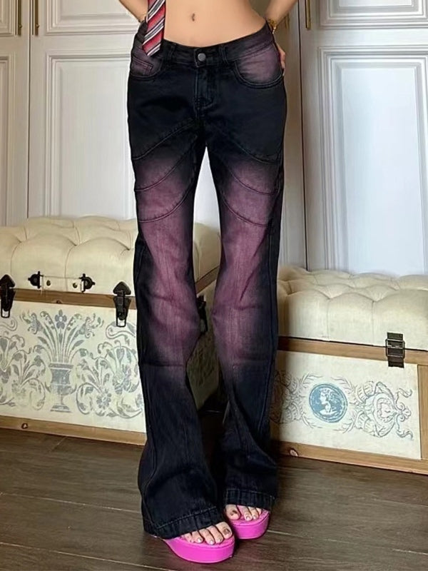 Ombre Purple Low Waist Flare Jeans