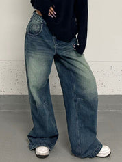 Distressed Dangle Mopping Boyfriend Jeans