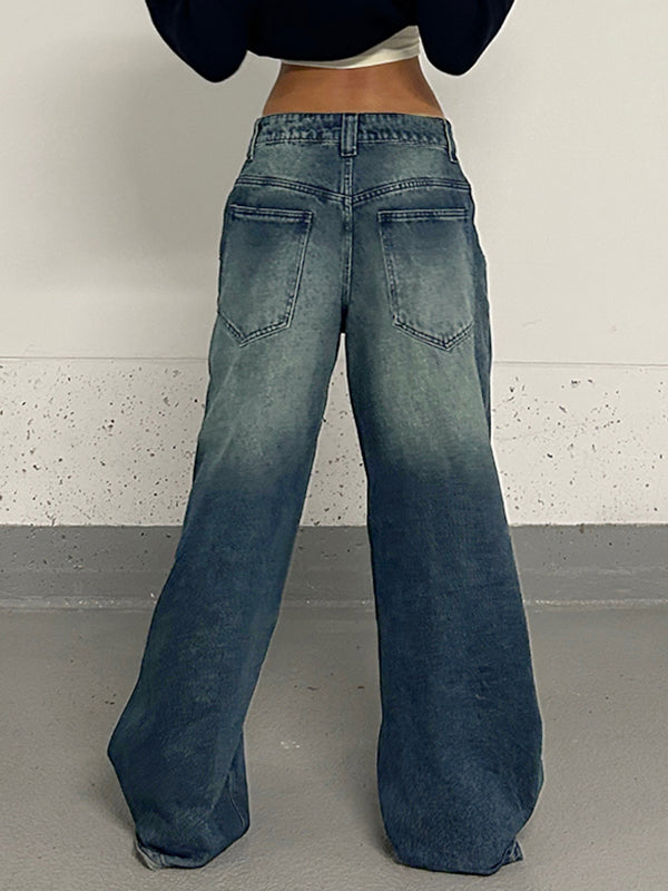 Distressed Dangle Mopping Boyfriend Jeans