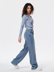 Versatile Vintage Blue High Waist Flare Slim Jeans