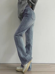 Versatile Vintage Blue High Waist Flare Slim Jeans