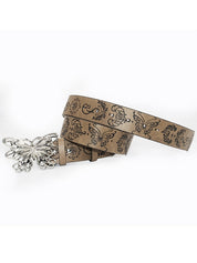 Vintage Embossed Metal Butterfly Buckle Belt