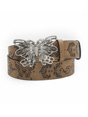 Vintage Embossed Metal Butterfly Buckle Belt