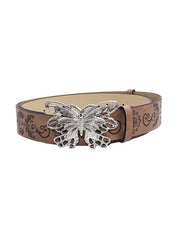 Vintage Embossed Metal Butterfly Buckle Belt