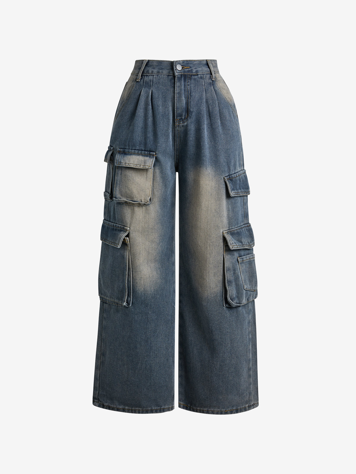 Distressed Big Pocket Cargo Jeans