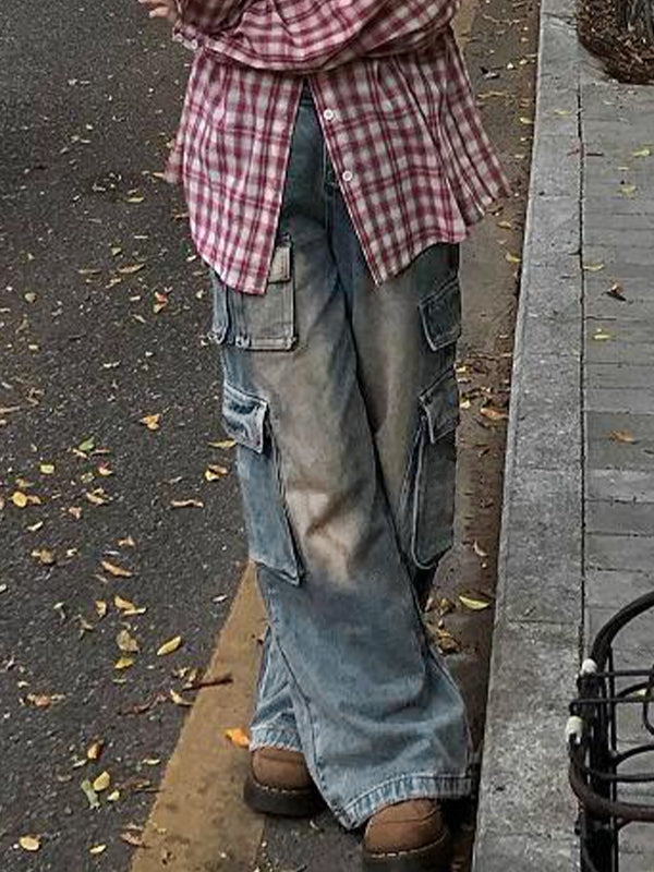 Distressed Big Pocket Cargo Jeans
