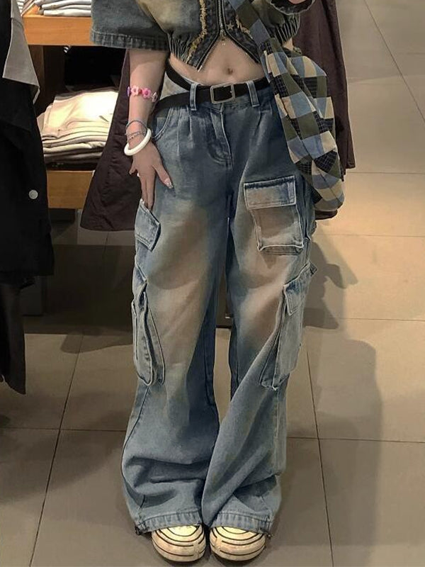 Distressed Big Pocket Cargo Jeans