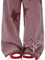 Vintage Star Print Embroidery Boyfriend Jeans