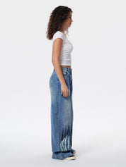 Street Skeleton Hand Print Boyfriend Jeans