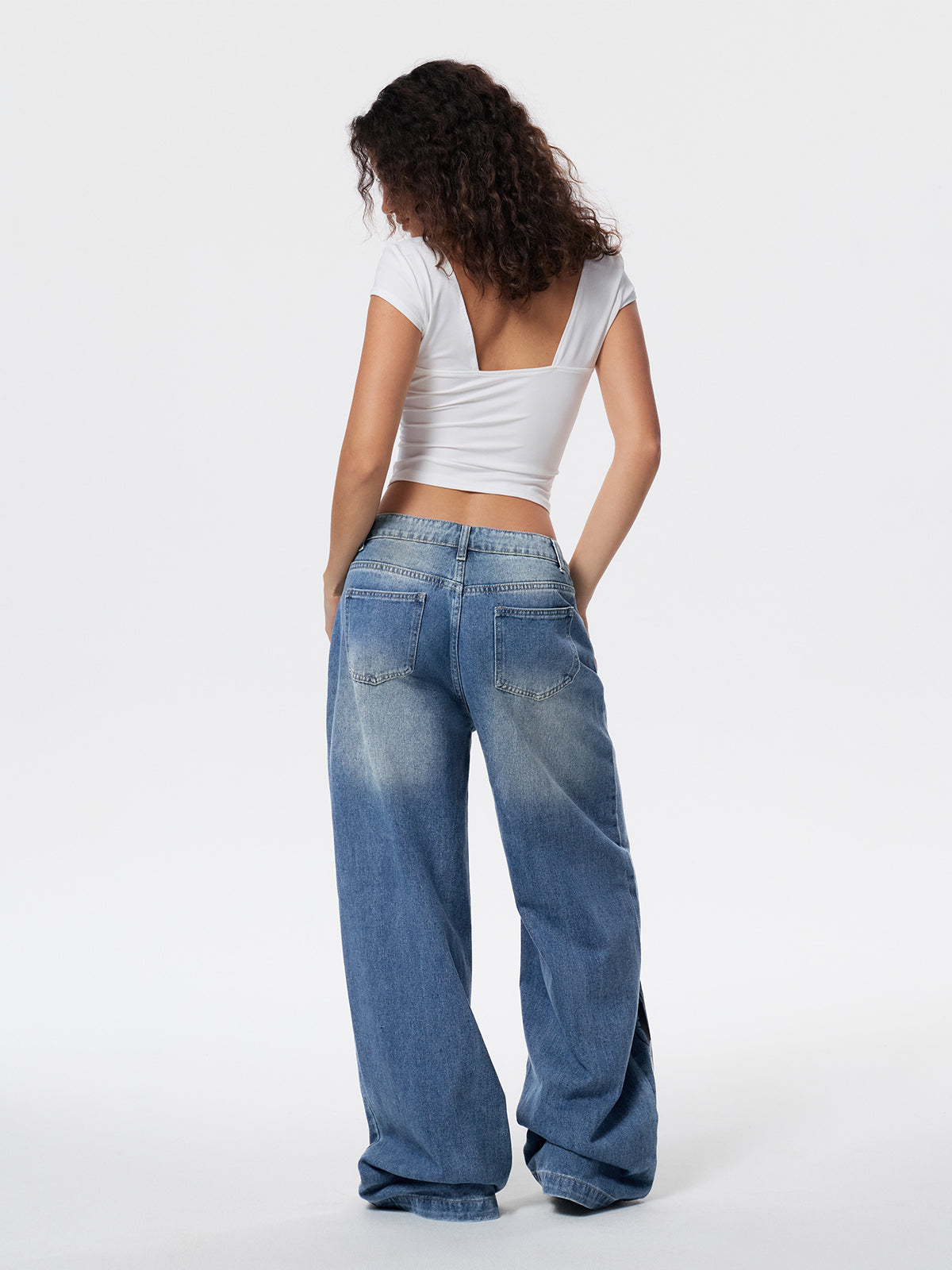 Street Skeleton Hand Print Boyfriend Jeans