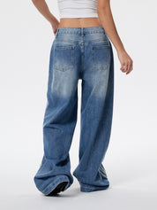 Street Skeleton Hand Print Boyfriend Jeans