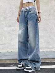 Street Spider Print Boyfriend Jeans