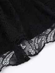Bow Lace Splice Low Rise Tiered Mini Skirt