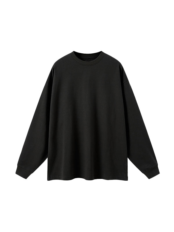 Men' Solid Color Drop Shoulder Long Sleeve Tee