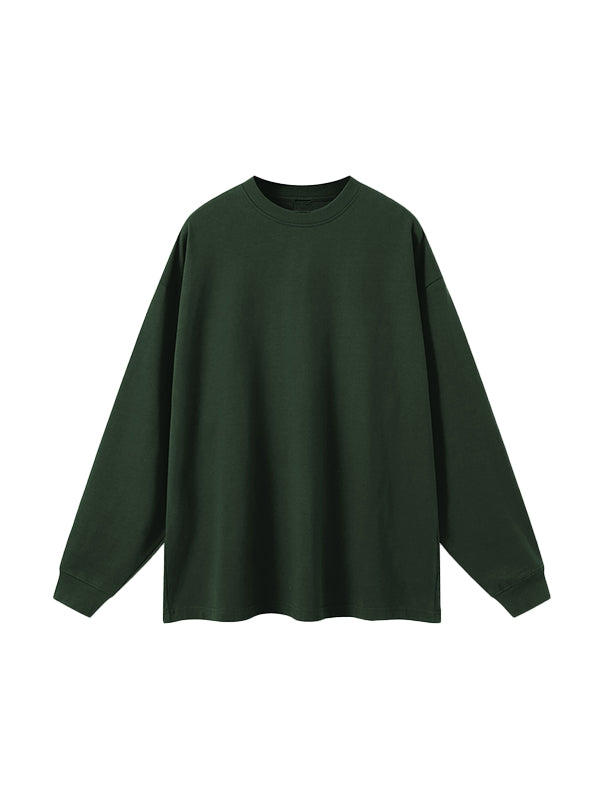 Men' Solid Color Drop Shoulder Long Sleeve Tee