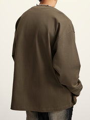 Men' Solid Color Drop Shoulder Long Sleeve Tee