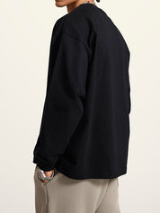 Men' Solid Color Drop Shoulder Long Sleeve Tee