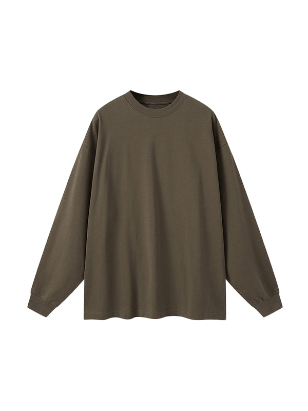 Men' Solid Color Drop Shoulder Long Sleeve Tee