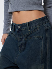 Vintage Wash Raw Trim Boyfriend Jeans