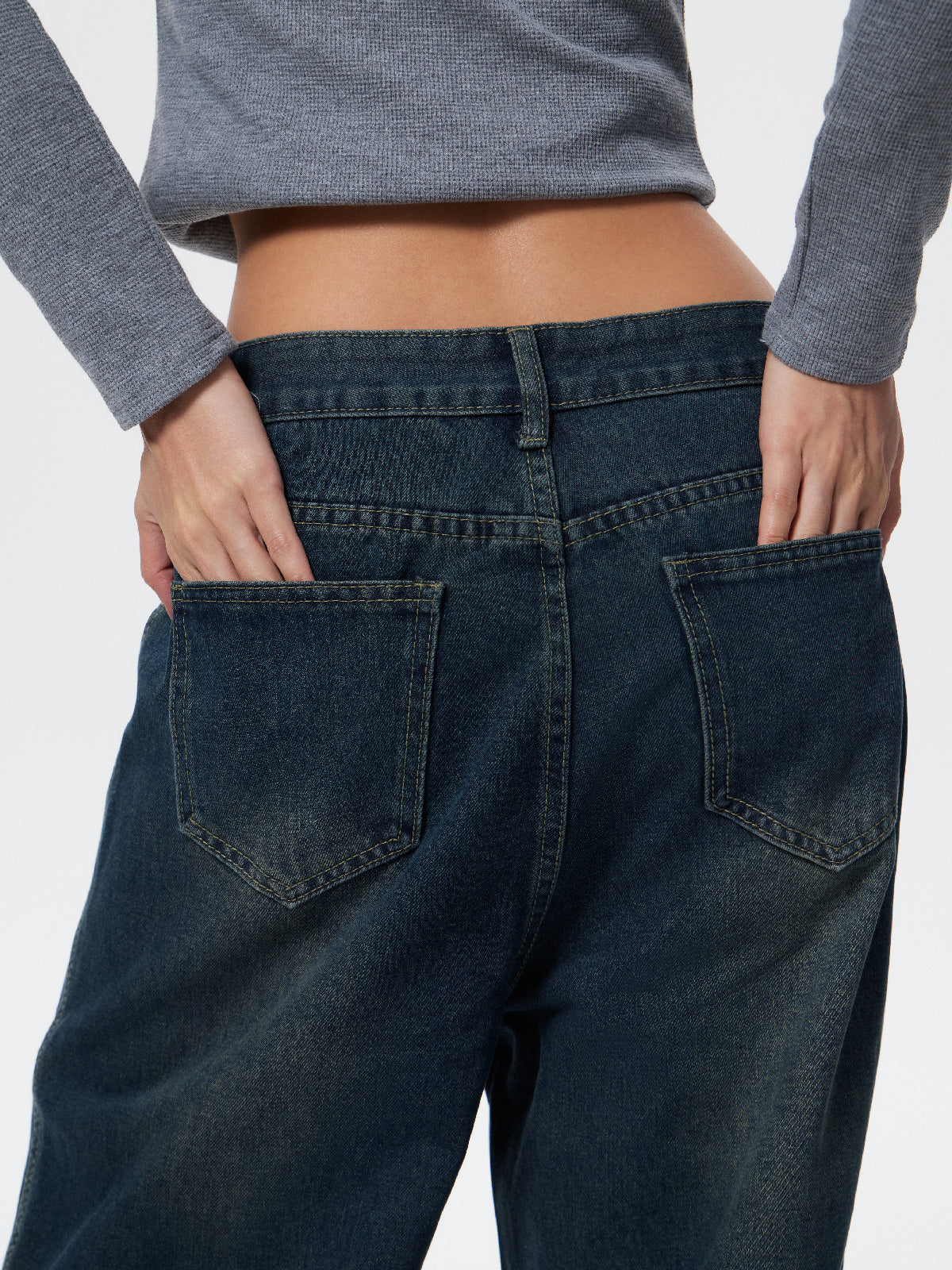 Vintage Wash Raw Trim Boyfriend Jeans
