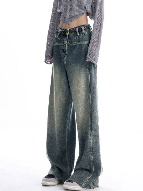 Vintage Wash Raw Trim Boyfriend Jeans