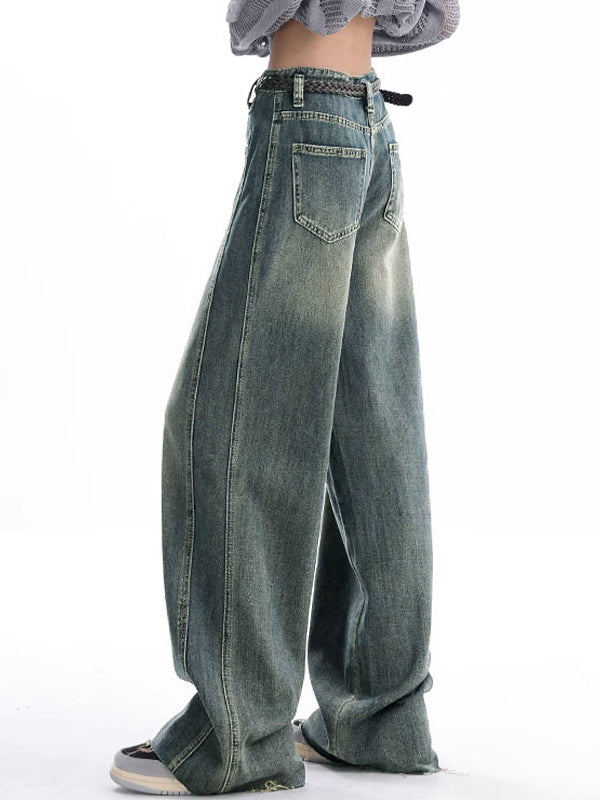 Vintage Wash Raw Trim Boyfriend Jeans