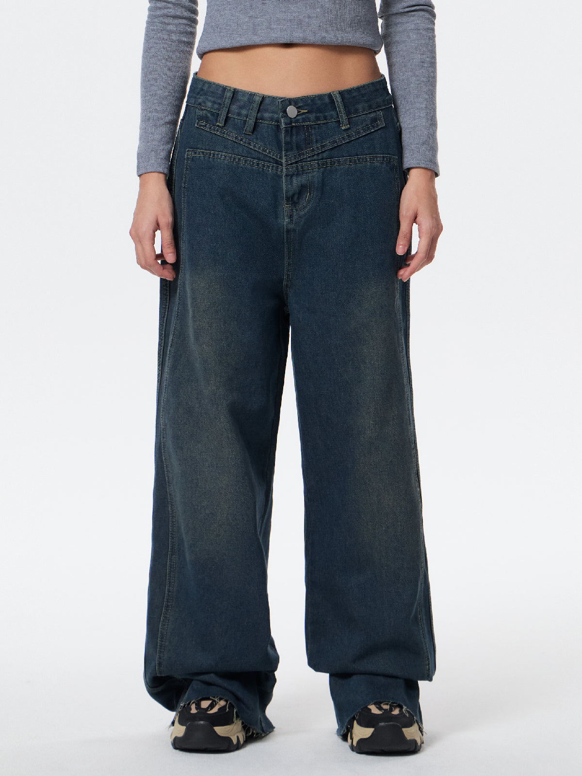 Vintage Wash Raw Trim Boyfriend Jeans