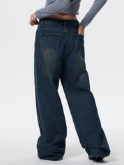Vintage Wash Raw Trim Boyfriend Jeans