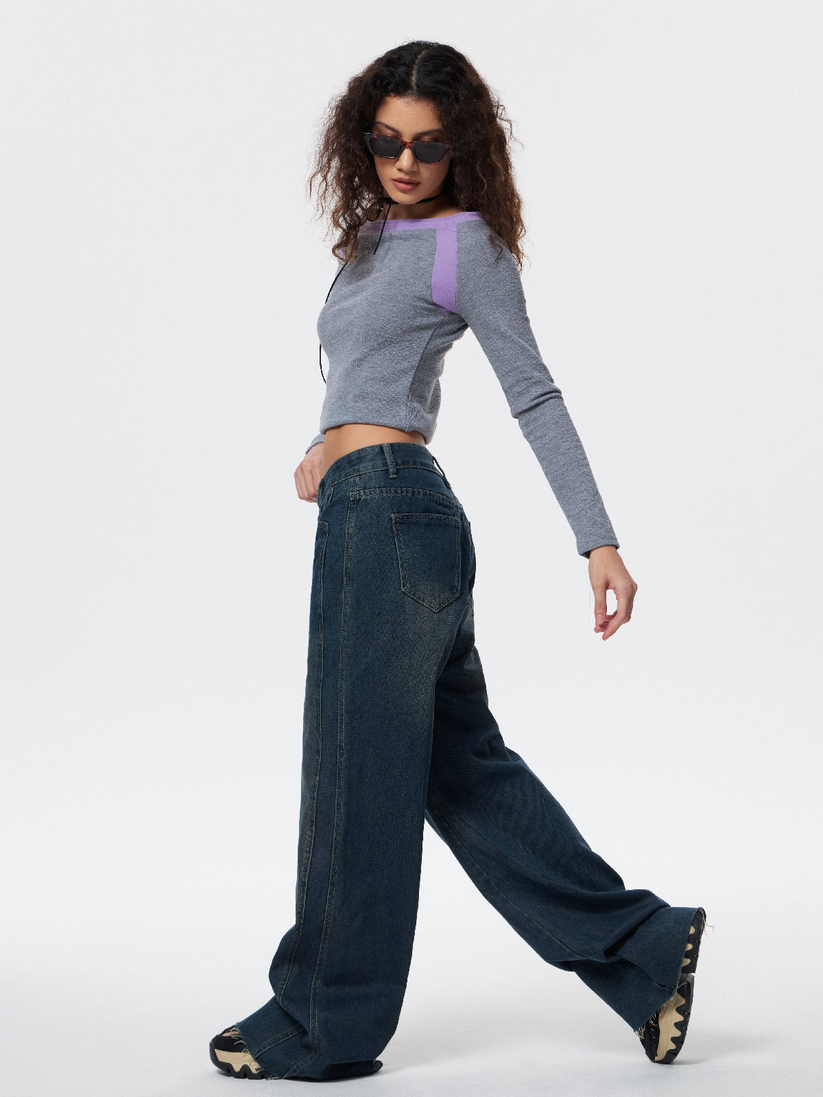 Vintage Wash Raw Trim Boyfriend Jeans
