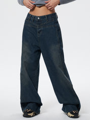 Vintage Wash Raw Trim Boyfriend Jeans