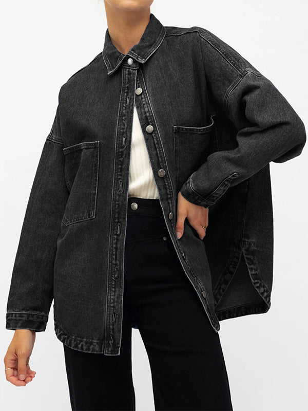 Women Denim Shirts Oversized Long Sleeve