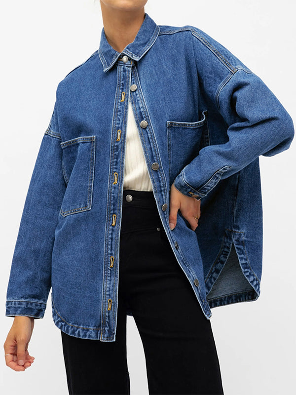 Women Denim Shirts Oversized Long Sleeve