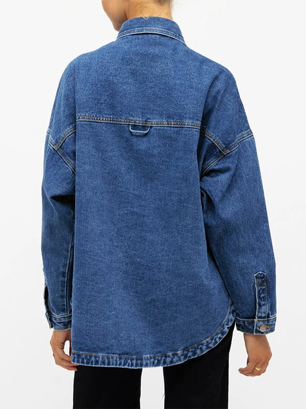 Women Denim Shirts Oversized Long Sleeve
