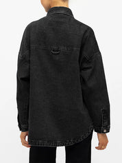 Women Denim Shirts Oversized Long Sleeve