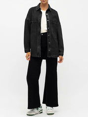 Women Denim Shirts Oversized Long Sleeve