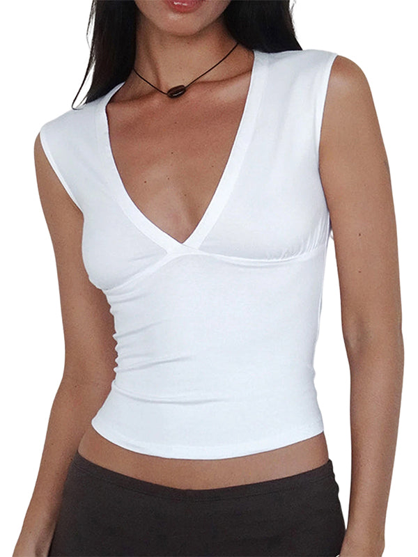 Women Deep V Neck Tops
