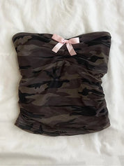 American Vintage Retro Summer Camouflage Y2K Hot Girl Strapless Vest