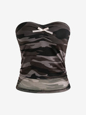 American Vintage Retro Summer Camouflage Y2K Hot Girl Strapless Vest