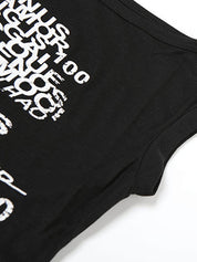 Fashionable Hot Girl Personalized Letter Print See-Through Short One-Shoulder Tank Top